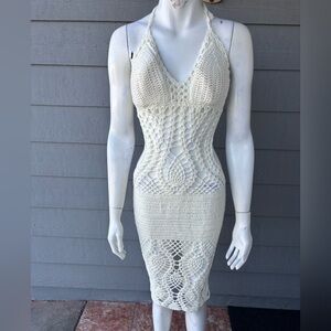Hera Collection Cream Crochet Backless Dress